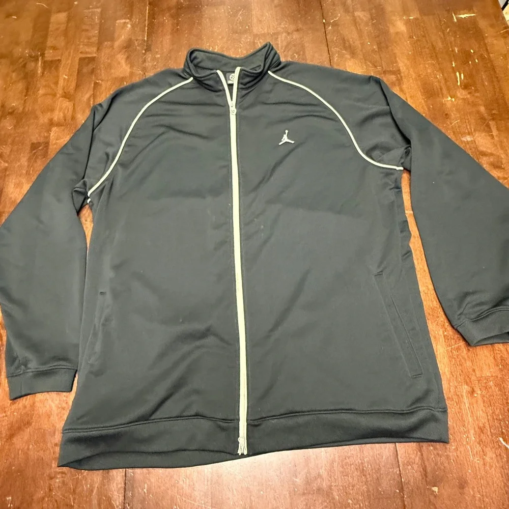 Jordan Track Jacket Mens 3XL Black Full Zip Jumpman Logo Piping 20th Anniversary